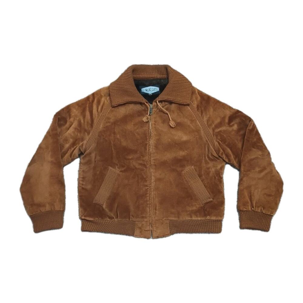Vtg Corduroy Jacket Mens 44 Brown Full Zip Sherpa Fleece Lined Western 90s USA
